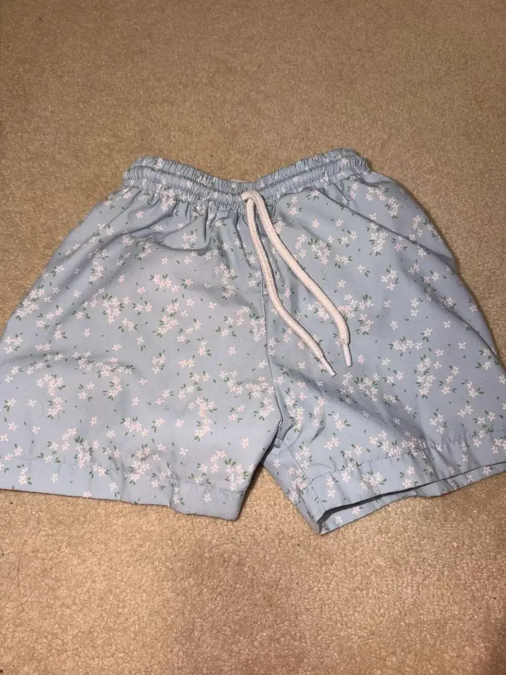 Eliza James Kids Light Blue Ditsy Floral Print Drawstring swimsuit Shorts
